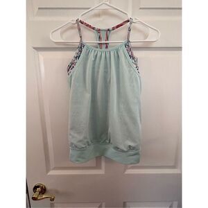 Ivivva Mint green blue Aztec Double Dutch Tank Top size 10 EUC